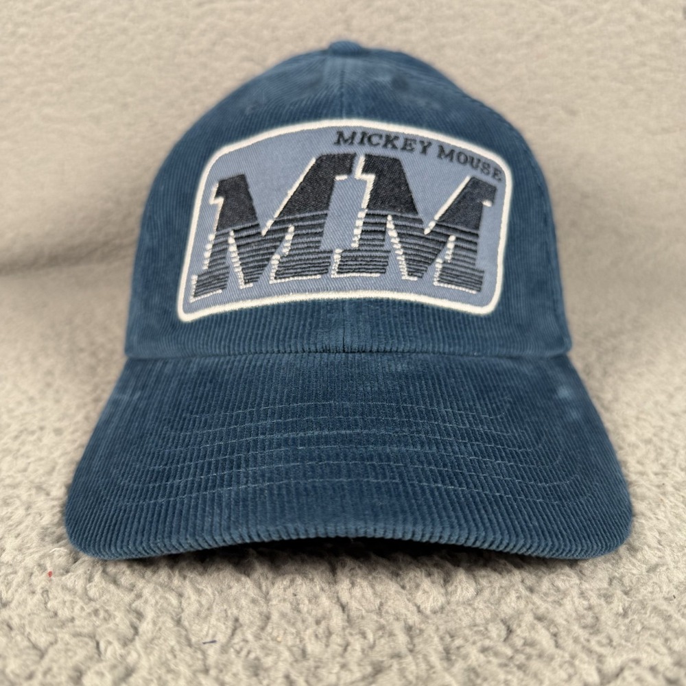 Disney Mickey Mouse Corduroy Cap Unisex One Size Blue Strapback Outdoor Patch
